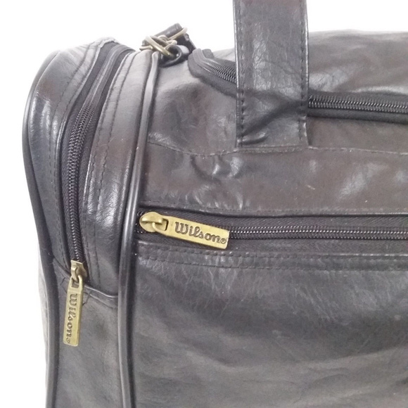 Vintage Wilson Black Leather Duffel Gym Bag - Picture 5 of 8